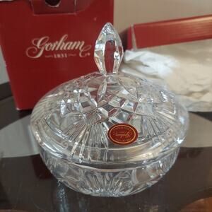 Gorham Czech Crystal 6"x6" Lidded Candy Dish NWOT